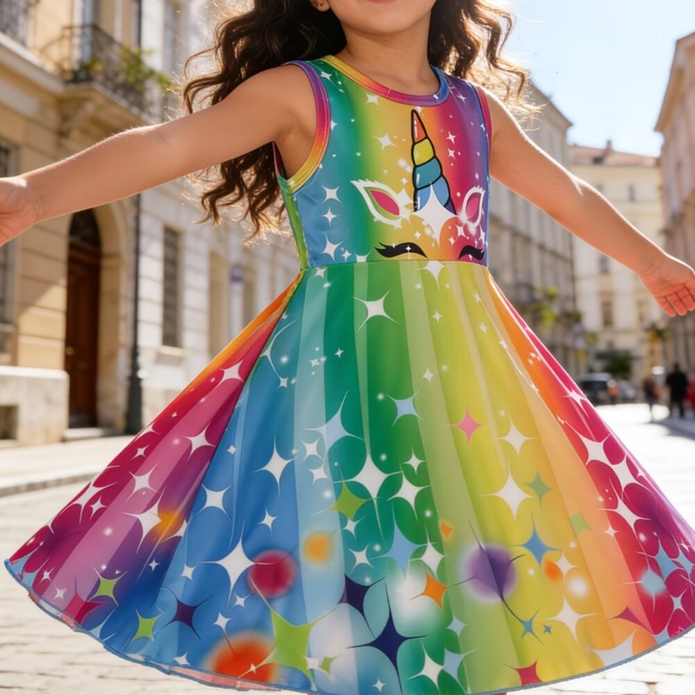 💲4⃣▶▶Colorful Unicorn Dress for Kids